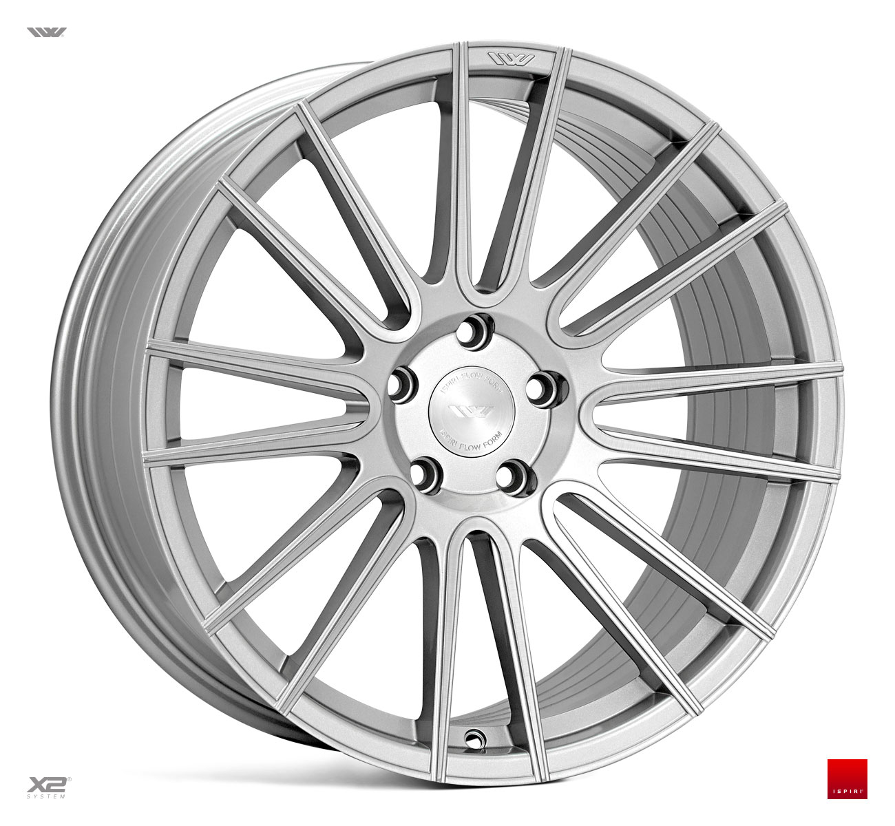 NEW 20" ISPIRI FFR8 8-TWIN CURVED SPOKE ALLOY WHEELS IN PURE SILVER BRUSHED, WIDER 10" REAR